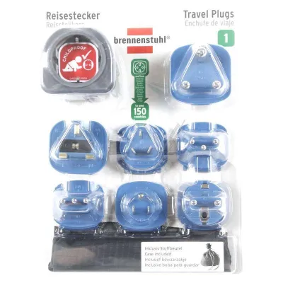 Brennenstuhl Reiseadapter-Set 1508160 | 7-teilig | Weltweit nutzbar | 10A Sicherung | Kinderschutz | Schwarz