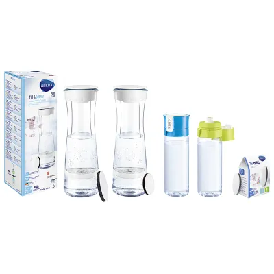 BRITA Wasserfilter-Karaffe | Fill&Serve Mind 1,3L | BPA-frei | MicroDisc Filter | Filteranzeige | weiß-grau