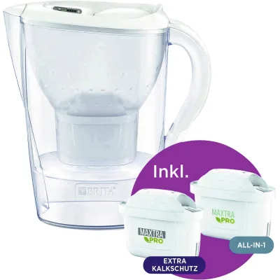 BRITA Wasserfilter-Kanne Marella | 2,4 l | 1x MAXTRA PRO ALL-IN-1 & Extra Kalkschutz | Filterwechselanzeige | Graphit