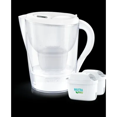 BRITA Wasserfilter-Kanne Marella XL | 3,5 Liter | inkl. 2 MAXTRA PRO Kartuschen | Filteranzeige | Weiß