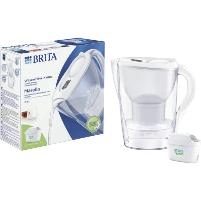BRITA Wasserfilter-Kanne Marella | 2,4l | Maxtra Pro Kartusche | Kalkreduzierung | Weiß