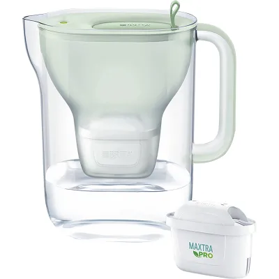 BRITA Wasserfilter-Kanne Style eco 2,4l inkl. MAXTRA PRO | Kalkfilter | nachhaltige Tischkanne | Smart Light | hellgrün
