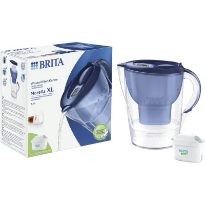 BRITA Wasserfilter-Kanne Marella XL | 3,5 l | Filterwechselanzeige | Kunststoff | blau