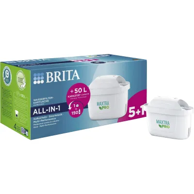 BRITA Wasserfilterkartusche MAXTRA PRO All-in-1 | 6er Pack | kompatibel mit Tischwasserfilter | weiß