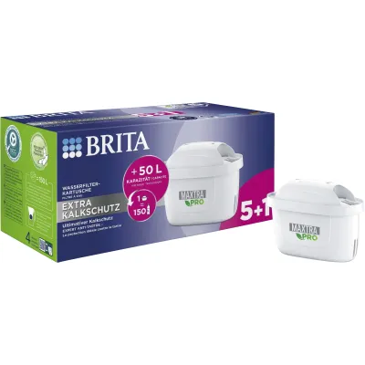 BRITA Wasserfilterkartusche MAXTRA PRO Extra Kalkschutz | 5+1 Pack | kompatibel mit BRITA Tischwasserfilter | 6 Stück