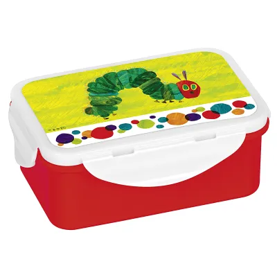 Raupe Nimmersatt Brotdose 12522 | Lunchbox auslaufsicher BPA-frei | 4-fach Clipverschluss | 16x10,5x6,5cm | rot/grün
