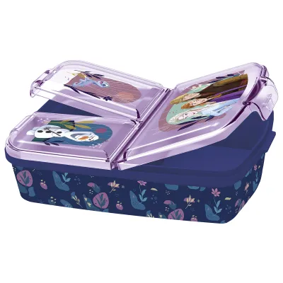 p:os Brotdose Frozen 35451 | Kinder Lunchbox 3 Fächer | Bento Box PP bpa-frei | Elsa & Anna | 18x13,5x5,5 cm