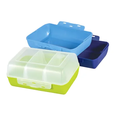 Emsa Brotdose Variabolo Boys-Set 4-teilig | Sandwichbox mit 2 Trennwänden | BPA-frei | 16x11x7 cm | blau/grün