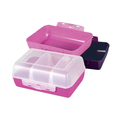 Emsa Brotdose Variabolo 517052 | 4-teiliges Set für Mädchen | 2 Trennwände | BPA-frei | stapelbar | 16x11x7 cm | rosa