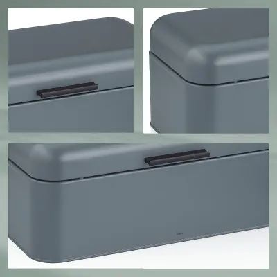 Kela Brotkasten Frisca 10002122 | Brotkasten Metall 42,5x23,5x17,5 cm | modern | rutschfest | dunkelgrau