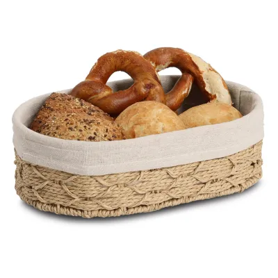 Zeller Brotkorb 14174 | Brotkorb mit herausnehmbarem Beutel | Papiergeflecht/Baumwolle | 30x20x10 cm | natur