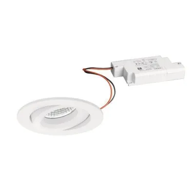 BRUMBERG LED-Einbaustrahler 39378173 | 7W 230V | 680 lm | 3000K warmweiß | schwenkbar | dimmbar | rund | Aluminium weiß