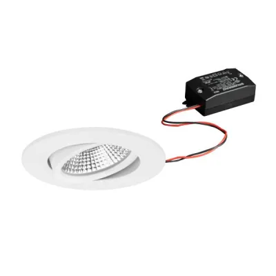 BRUMBERG LED-Einbaustrahler 38484173 | 7W 230V | 620lm | 3000K Warmweiß | IP65 | rund | schwenkbar | Aluminium weiß