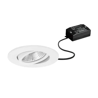 BRUMBERG LED-Einbaustrahler 38484173 | 7W 230V | 620lm | 3000K Warmweiß | IP65 | rund | schwenkbar | Aluminium weiß
