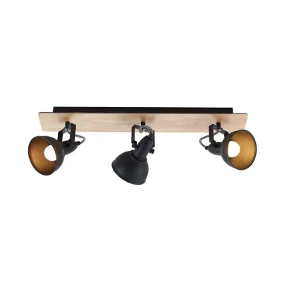 BRUMBERG Deckenleuchte Anbau 57113180 | LED geeignet E14 3-flammig | Holz schwarz | drehbar schwenkbar | 600mm