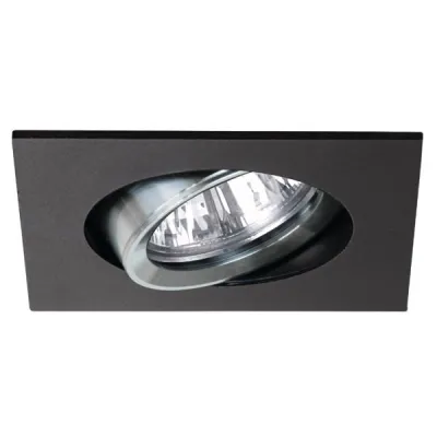 BRUMBERG Einbaustrahler 0066.00 | GX5,3 | 50W | quadratisch | schwenkbar | Aluminium matt | schwarz/alu | IP20 | Ø68mm