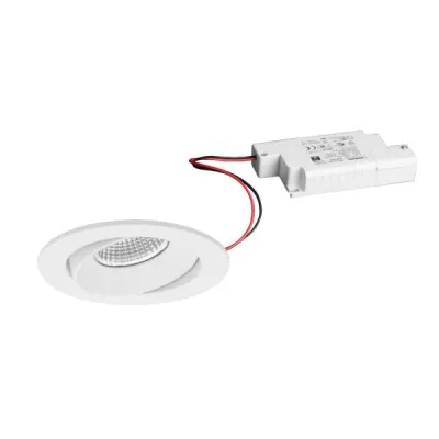 Brumberg LED-Einbaustrahler 39379173 | 7W 230V | 680 lm | 3000K warmweiß | schwenkbar | dimmbar | rund | Aluminium weiß