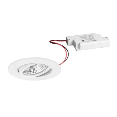 BRUMBERG LED-Einbaustrahler 39484173 | 7W 230V | 3000K Warmweiß | 620lm | IP65 | schwenkbar | rund | Aluminium weiß