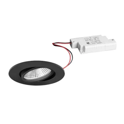 Brumberg LED-Einbaustrahler 39484183 | 7W 230V | 620lm | 3000K warmweiß | IP65 | dimmbar | schwenkbar | rund | schwarz