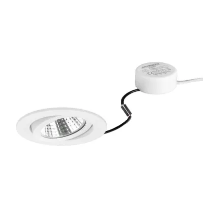 BRUMBERG LED-Einbaustrahler 40363173 | 6W 230V | 630lm | 3000K warmweiß | schwenkbar | rund | Aluminium weiß | dimmbar