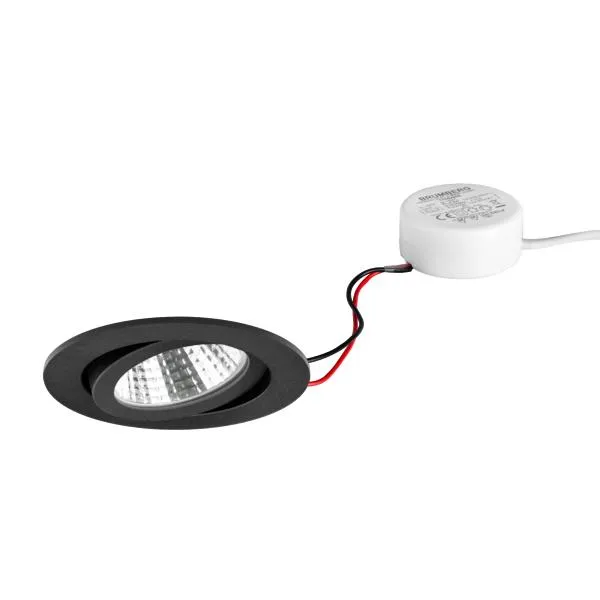 BRUMBERG LED-Einbaustrahler 40363183 | 6W 230V | 3000K warmweiß | schwenkbar | dimmbar | rund | Aluminium schwarz