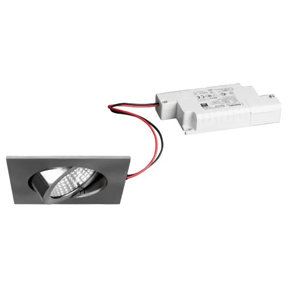 Brumberg LED-Einbaustrahler | 6W | 650lm | 3000K | dimmbar | schwenkbar | quadratisch 82x82mm | IP20 | Nickel Matt