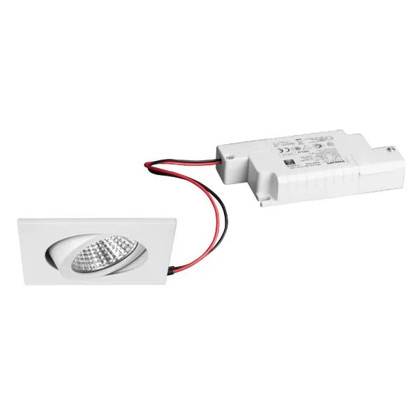 Brumberg LED Einbaustrahler 6W | 3000K | dimmbar | eckig 82x82mm | 650lm | weiß | schwenkbar | IP20