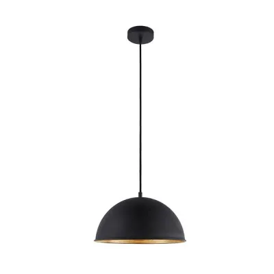 BRUMBERG Pendelleuchte 57409850 | E27 | LED geeignet | Metallschirm rund | 15W max. | Schwarz/Gold | Ø 30cm
