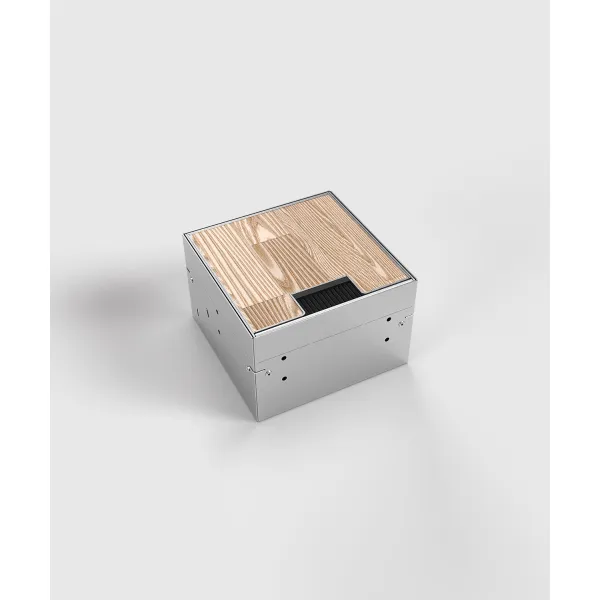 BS Bodensteckdose 8902BB-1-0 | 2x Schuko | IP20 | Edelstahl | quadratisch | mit Kabelauslass | 155x155 mm