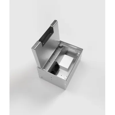 BS Bodensteckdose 8904BB-2-0 | 3x Schuko | 1x RJ45 2fach | Edelstahl | rechteckig | 15mm Bodenbelag | Doppelboden