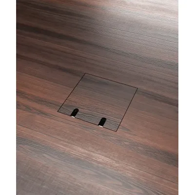 BS Bodensteckdose 8802B1 | 2-fach | 1x Schuko | 2x RJ45 CAT 6 | Alu Natur | quadratisch | IP20 | belegbar