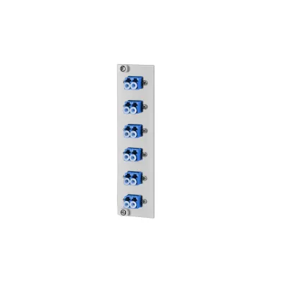 METZ CONNECT LWL-Frontplatte 15024A7406-E | 6x LC-Duplex | OS2 Singlemode | Hutschiene | Keramik | 3HE | grau RAL7032