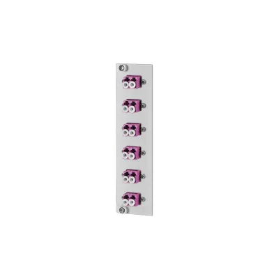METZ CONNECT LWL-Frontplatte 15024A7506-E | 6x LC-Duplex | OM4 50/125 Multimode | Hutschiene 3HE | Stahl RAL7032