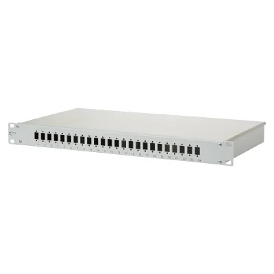 METZ CONNECT Patchfeld 1502507300-E | 19 Zoll 1HE LWL | 24 Ports | unbestückt | Aluminium/Stahlblech | grau