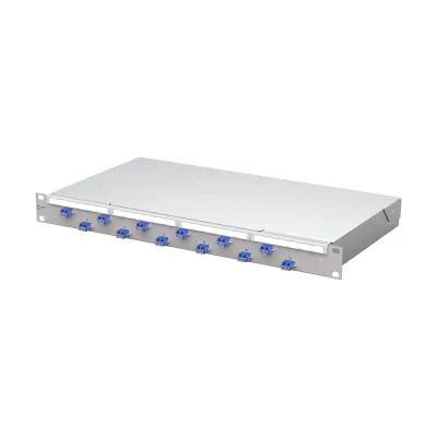 METZ CONNECT Patchpanel 1504507412-F | 19 Zoll 1HE | 12x LC-Duplex | Singlemode OS2 | Frontplatte | Grau RAL7035