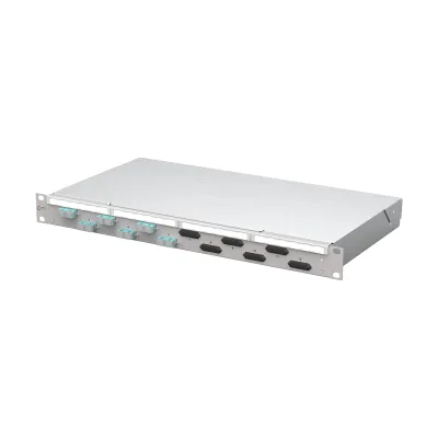 METZ CONNECT LWL-Patchpanel 150450BA06-F | 19 Zoll 1HE | 6x SC-Duplex OM3 Multimode 50/125 | grau RAL 7035