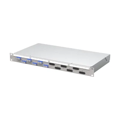 METZ CONNECT Patchpanel 150450E206-F | 19 Zoll 1HE | 6x SC-Duplex | Singlemode OS2 | Frontplatte | grau RAL 7035