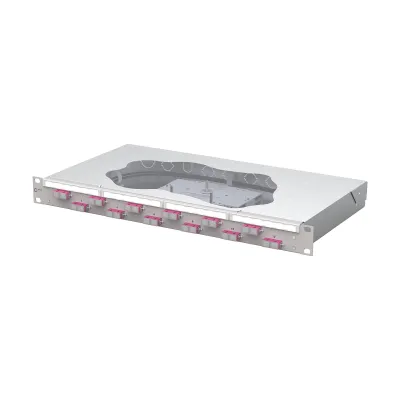 METZ CONNECT Patchpanel 150457BB12-F | LWL 19 Zoll 1HE | 12x SC-Duplex | OM4 50/125 | mit Pigtails | grau RAL7035