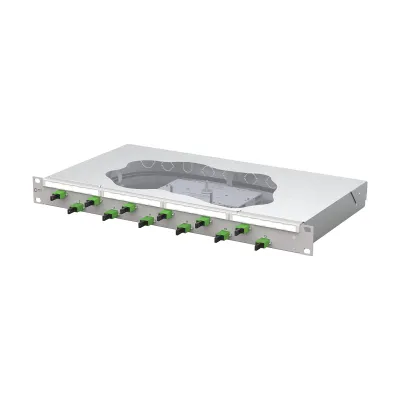 METZ CONNECT Patchpanel 1504595912-F | 19 Zoll 1HE | 12x E2000-S APC OS2 Singlemode | splice | Pigtails | grau RAL7035