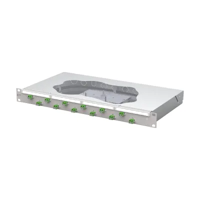 METZ CONNECT Patchpanel 1504597612-F | 19 Zoll 1HE | 12x LC-Duplex APC | OS2 Singlemode | inkl. Pigtails | grau RAL 7035