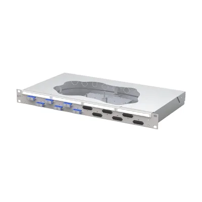 METZ CONNECT Patchpanel 150459E206-F | 19 Zoll 1HE | 6x SC-Duplex | OS2 Singlemode | splice | mit Pigtails | grau