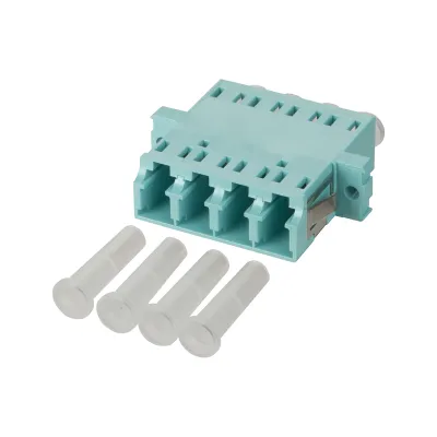 METZ CONNECT LWL-Kupplung 15090078-I | LC-Quad | OM3 Multimode | Keramik-Hülse | Schraubmontage | türkis