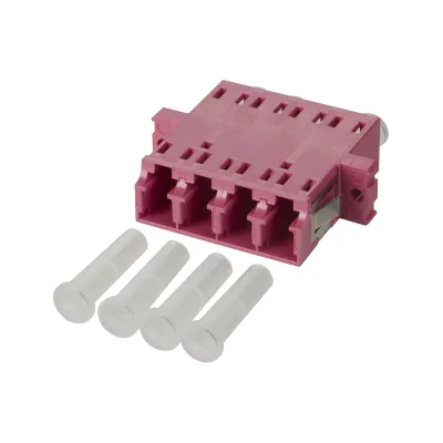 METZ CONNECT LWL-Kupplung 15090079-I | LC-Quad | OM4 Multimode | Keramikhülse | SC Duplex | Kunststoff | violett