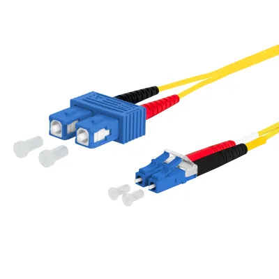 METZ CONNECT LWL Patchkabel 151P1EOJO30E | Singlemode Duplexkabel OS2 | SC- auf LC-Duplex | 3m | gelb | halogenfrei