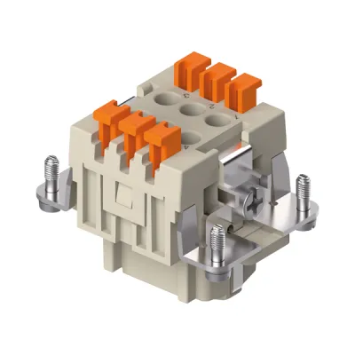 ILME Buchseneinsatz CSHF 06 | 6-polig 16A 500V | Rechtecksteckverbinder | SQUICH Schnellanschluss | Thermoplast | Silber