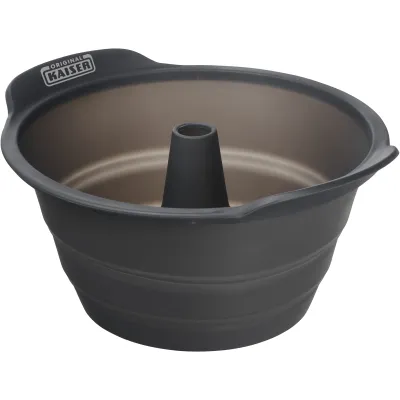 ORIGINAL KAISER Bundform 2300681276 | Gugelhupf Backform Silikon 24 cm rund | Antihaft | CrispFlex | Schwarz