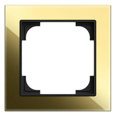 BUSCH-JAEGER Abdeckrahmen 1-fach 1721-4013 | Glas | glänzend | Busch-art linear | Unterputz | 85x85 mm | Gold