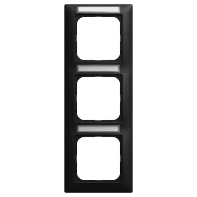 BUSCH-JAEGER Abdeckrahmen 1723 NS-915 | 3-fach | Sichtfenster senkrecht | Beschriftungsfeld | schwarz matt