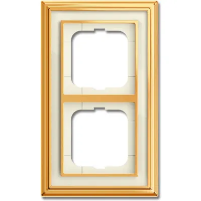 Busch-Jaeger Abdeckrahmen 2-fach 1722-838-500 | Metall | Messing poliert | elfenbeinweiß | glänzend | IP20