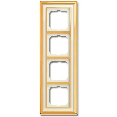 Busch-Jaeger Abdeckrahmen 4-fach 1724-838-500 | Metall | Messing poliert | elfenbeinweiß | glänzend | UP-Montage | IP20